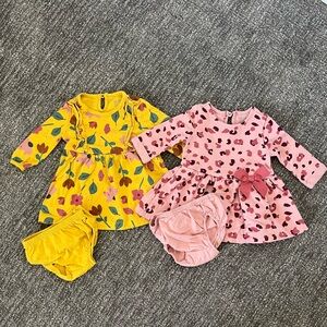 2 Baby Girl Dresses w/Matching Diaper Covers: Size 3 Months